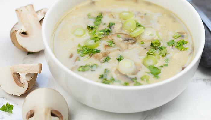 Soup with mushrooms and sour cream champignons recipe
