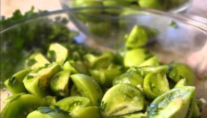 მწვანე პომიდვრის სალათი ზამთრისთვის - საუკეთესო მომზადების რეცეპტები